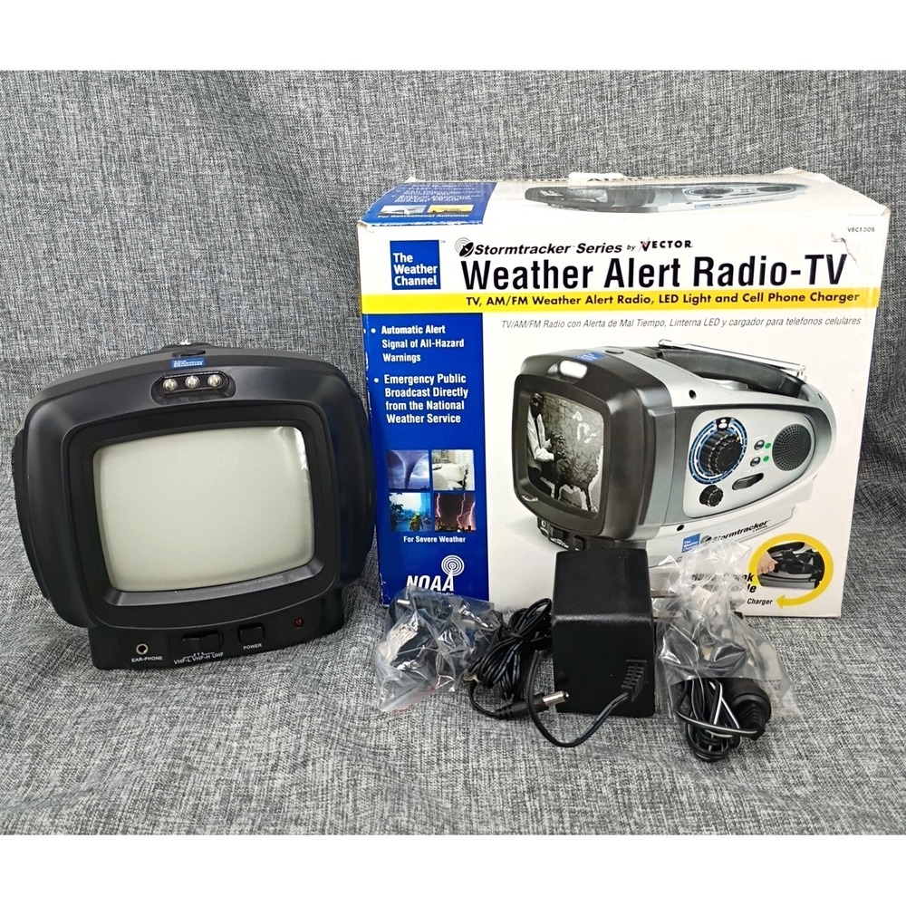 New Vector Stormtracker TV' AM FM Radio Weather Alert Cell Phone Charger VEC130B